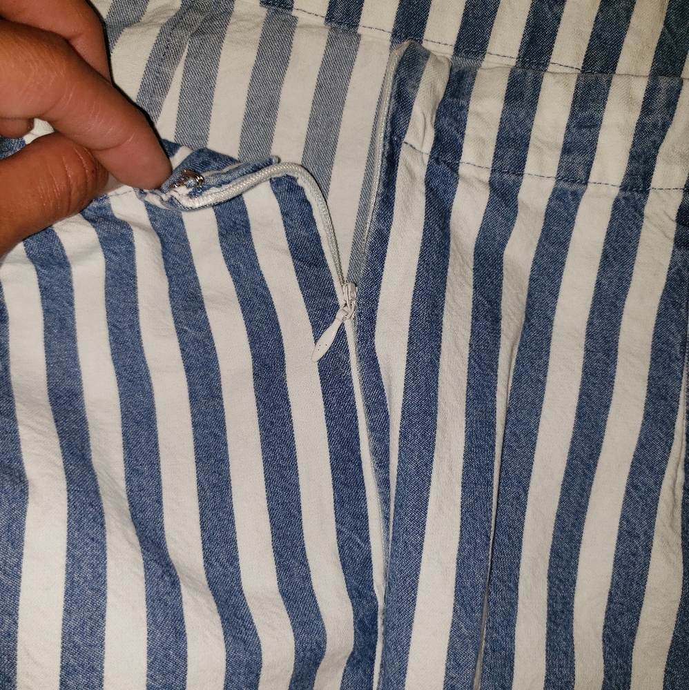 White & Chambray Stripe- •F21• | A-Line Mini Skirt - Picture 6 of 8